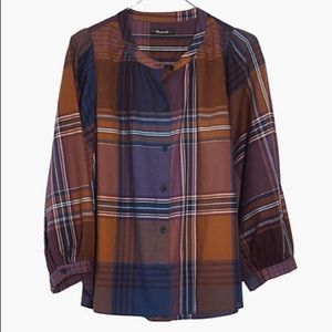 NEW - Madewell Plaid Peasant Top